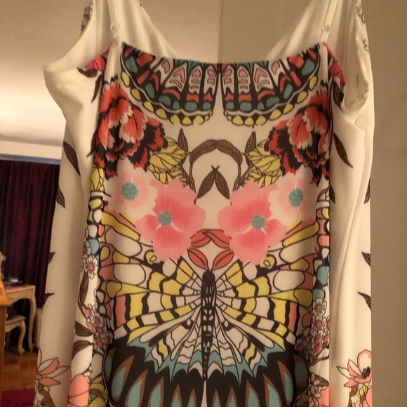 Afrm White multi color mesh butterfly midi dress - Picture 2 of 6